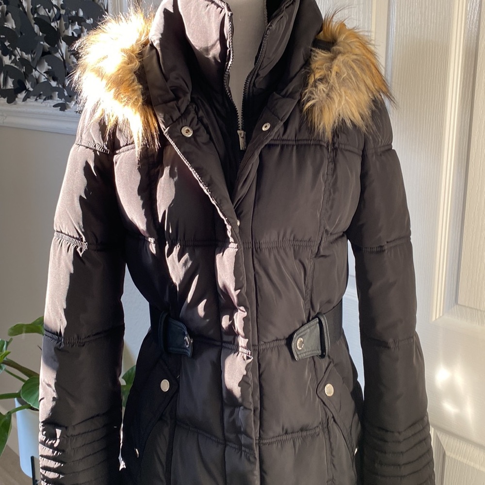 Rachel Roy Black Long Puffer Jacket—Size Small